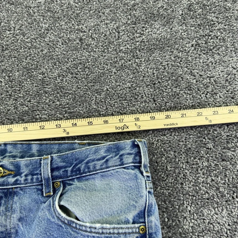 Carhartt Jeans Mens 36x30 Blue Straight Light Wash Denim Distressed Workwear